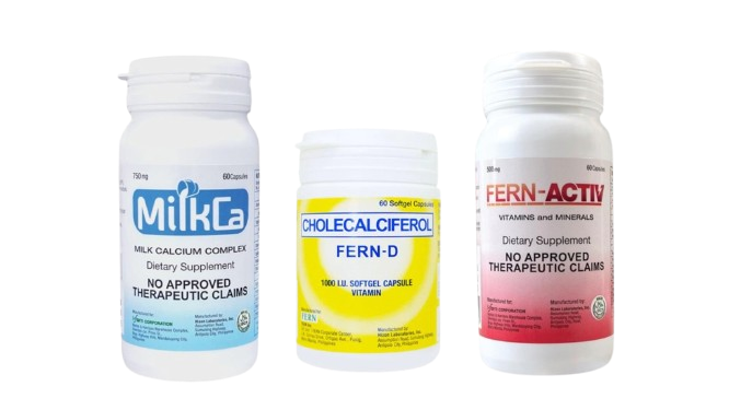 Power Trio Vitamins – kombinasyon ng MilkCa Calcium, Fern-D Vitamin D3, at Fern-Activ multivitamins para sa araw-araw na lakas at kalusugan.